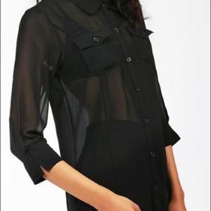 Longline Sheer Button Up Top